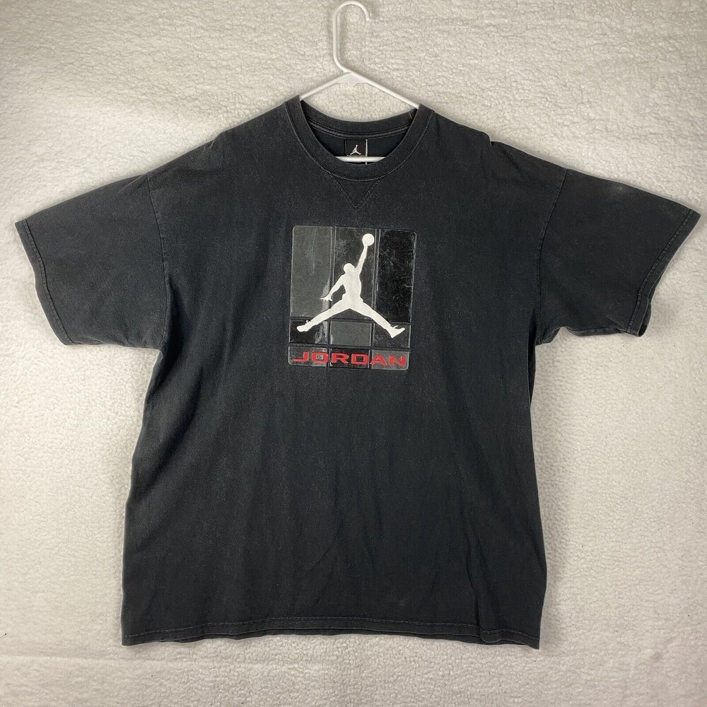 Vintage Jordan T Shirt Mens Size XXL Faded Black‎ Jumpman Spellout Basketball